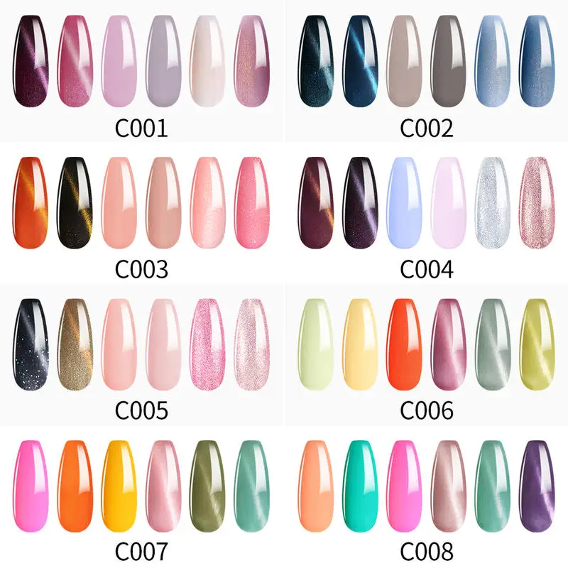HNM 8ML 6Pcs Colorful Gel Polish Kit Cat Eye Nail Primer Color With Magnet UV LED Semi-permanent Soak Off | Красота и здоровье