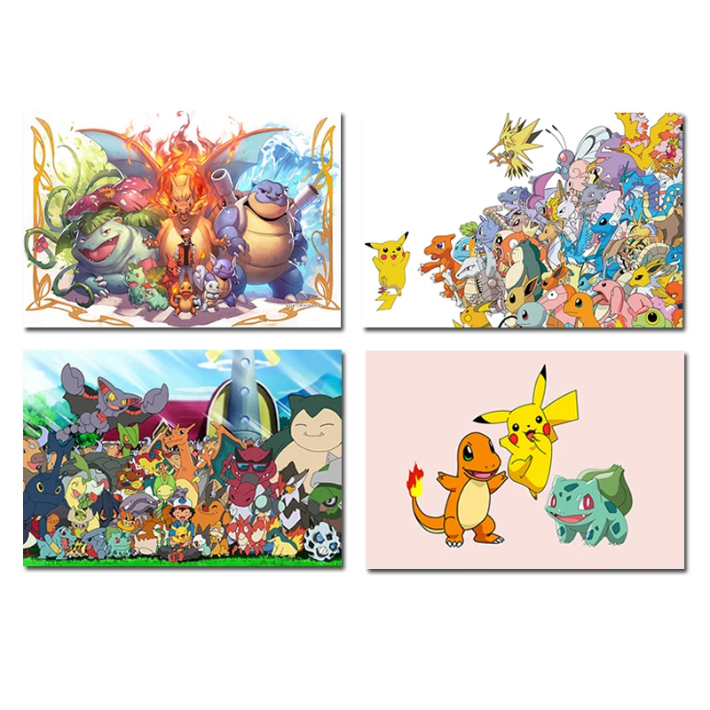 

Anime Pokemon Pikachu/Charmander/Bulbasaur Poster Canvas Painting Wall Art Picture Mural Child Bedroom Home Cartoon Decor Gifts