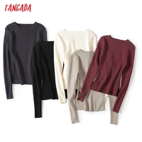 tangada women 2021 fashion knitted sweater jumper female elegant slim pullovers chic tops xe13