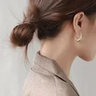 Подлинные 925 пробы серповидные серьги предназначены для женщин. Французская мода Позолоченные C-образные серьги