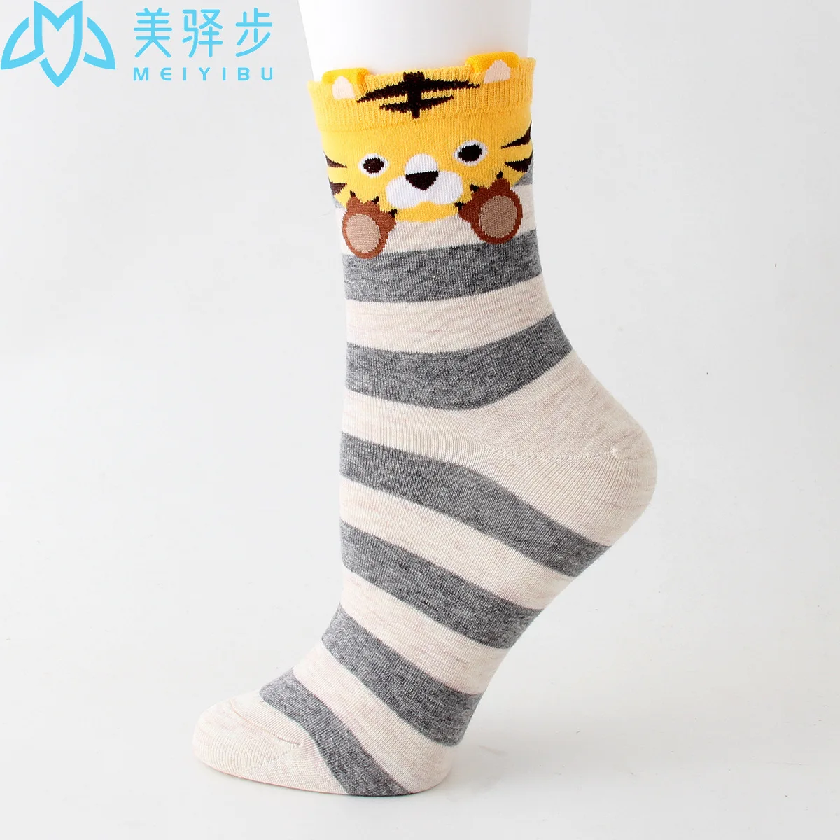 12 Pairs Per Set Jacquard Cartoon Little Tiger Women's Socks Kawai Female Sock Wholesale