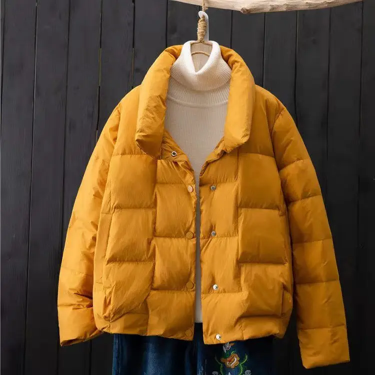 2023 Women Solid Thick Parkas Female Winter Zipper Pockets Ladies Warm Elegant Coat Jackets Standard Collar Overcoat Parka H875