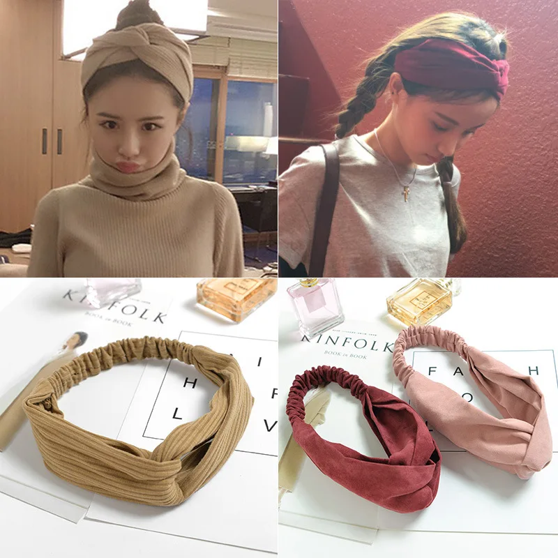 

Explosive cross elastic headband knitted cotton autumn and winter headband suede headband ladies hair accessories