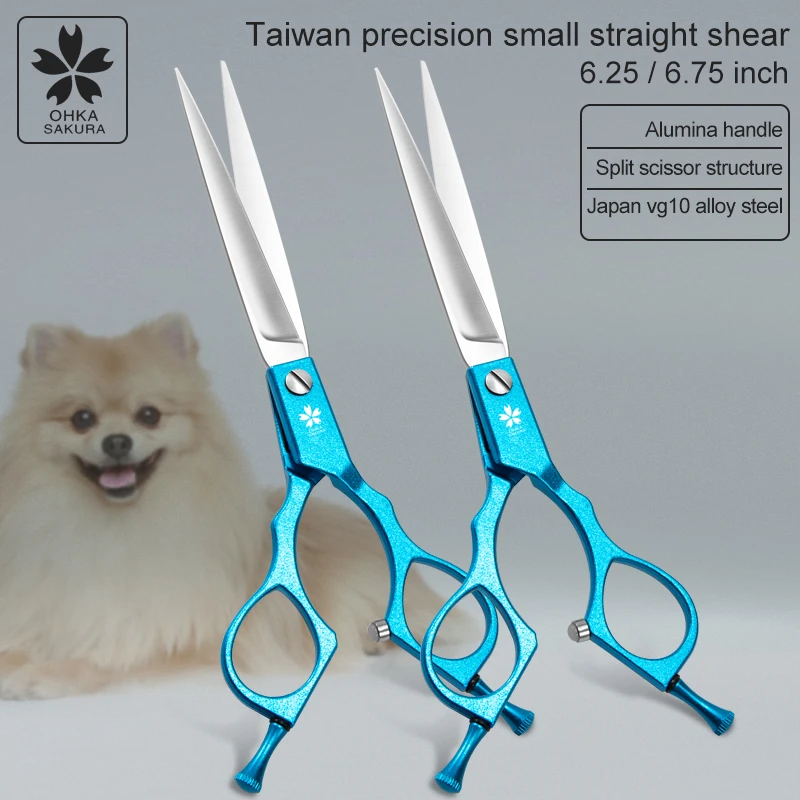 

Taiwan Origin Blue Professional Pet Straight Scissors Household Split Scissors, Beautician's Fine Trimmi 6.25 Inch,6.75 Inch