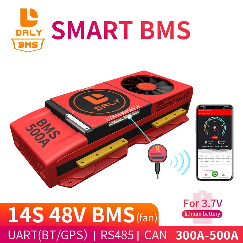 Умная BMS 14S 48V 300A 400A 500A Bluetooth 485 к USB устройству CAN NTC UART программное обеспечение Li-on