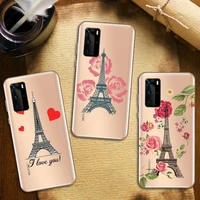 eiffel tower romantic lanscape phone case transparent for huawei honor nova c x 7 8 3 4 9 65g se v t play pro lite