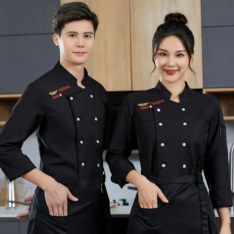 

Рубашка шеф-повара куртка с длинным регулируемым рукавом для мужчин и женщин унисекс пальто для приготовления пищи для ресторана отеля кух...