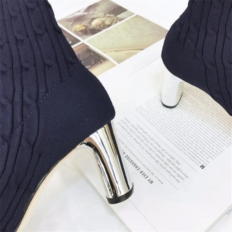 MOLAN Brand Designers 2019 Autumn Fashion High Quality Stretch Fabric Strange Heels Pointed Shoes Sock Boots Ladies Pumps | Обувь