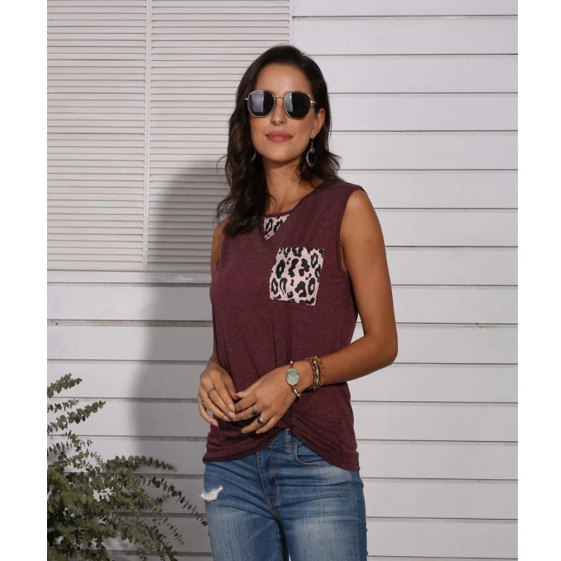 

Midium-Length Printed Vest Women T shirt Sleeveless Vest 2XL Lady T Shirt Casual Loose Vest Fall 2021 Spring