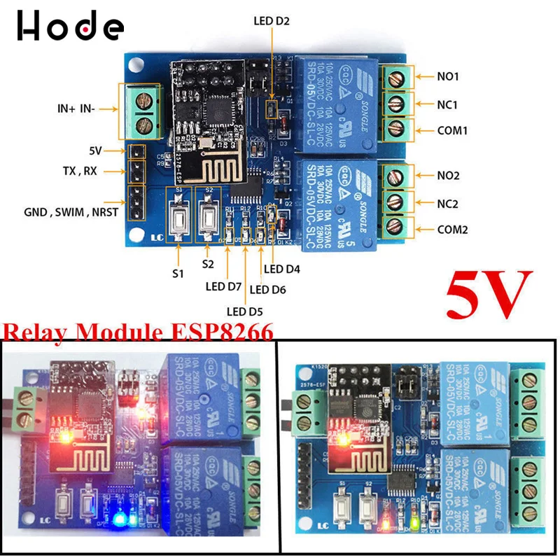 Реле канала 12 В 5 ESP8266 ESP 01 2 WiFi реле канальный релейный модуль для IOT Smart Home|Реле| |