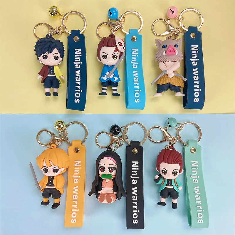 

Anime Keychain Demon Slayer Cartoon Key Silicone Kimetsu No Yaiba Lanyard Key Chain Women Bag Keyholder Mini Doll Toys Kids Gift