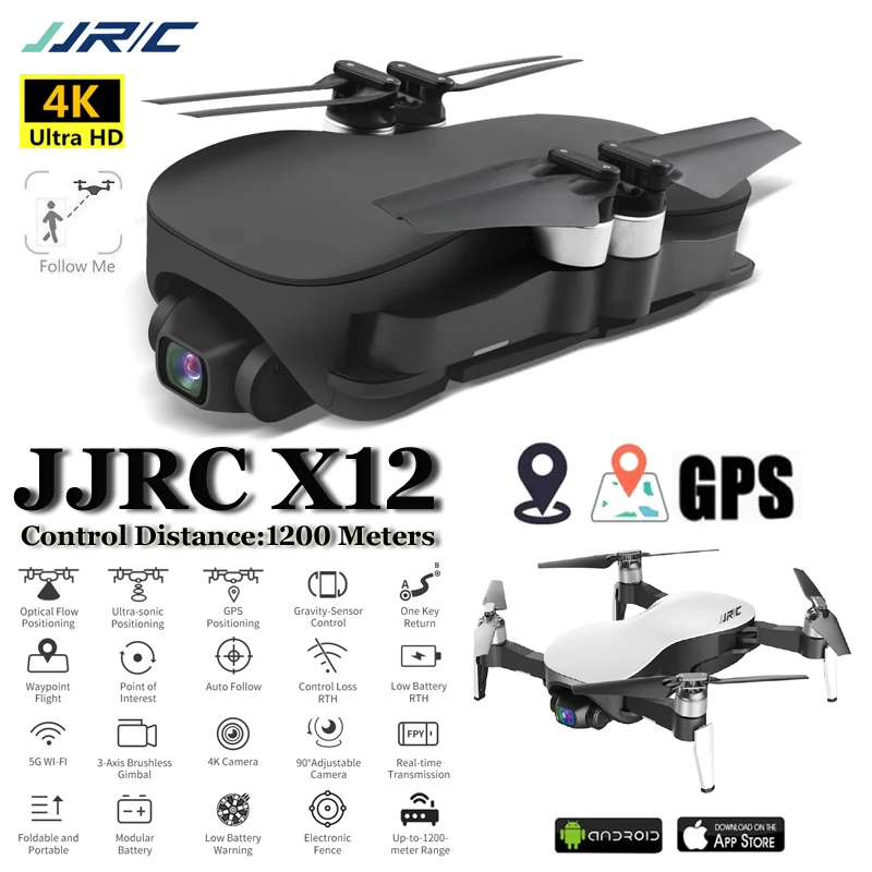 Дрон JJRC X12 4k Профессиональный с камерой HD droni 5G оптический поток Бесщеточный