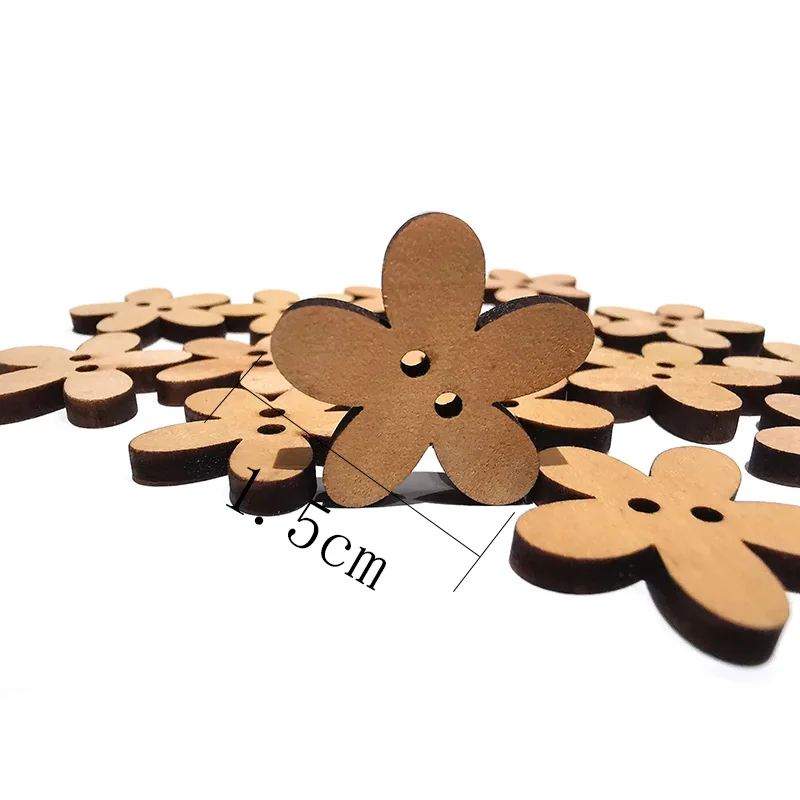 

100PCs Wooden Sewing 2 holes Buttons Scrapbooking Flower Natural Color Two Holes 12mm Dia. Costura Botones bottoni botoes