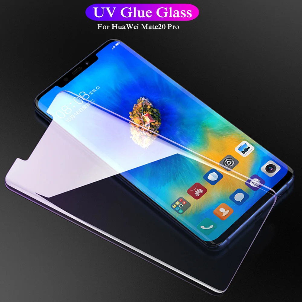Nano жидкий полный клей УФ закаленное стекло для HuaWei Mate20 Pro Защитная крышка экрана