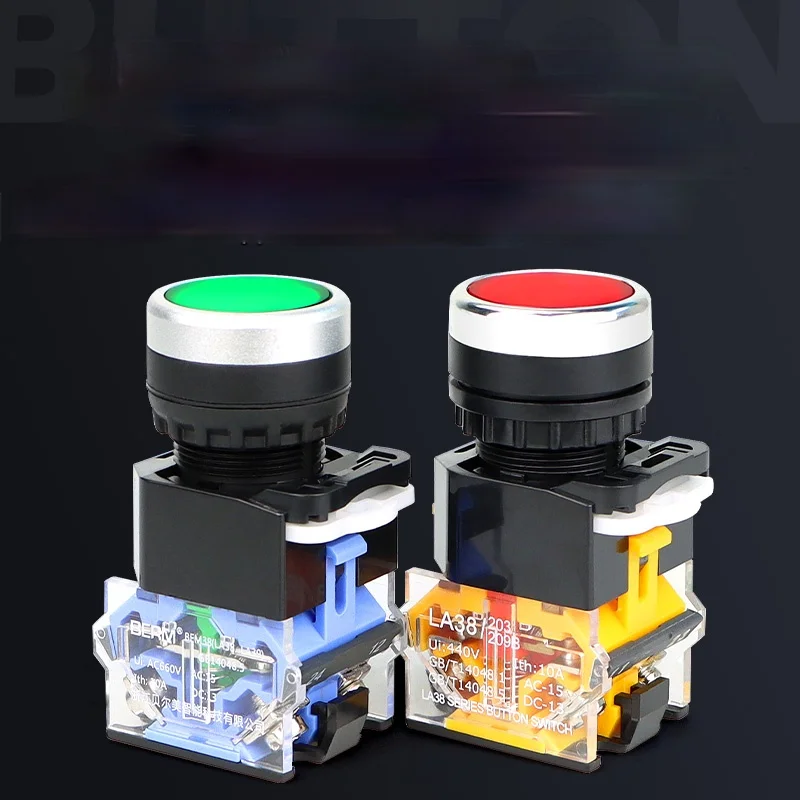 

1PCS 22mm La38-11s button switch self reset Self locking la38-11bn inching button switch red green yellow