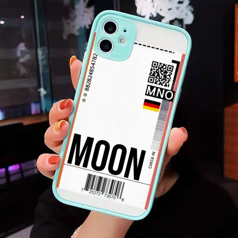 

Air ticket Phone Case Matte transparent For blue iPhone 12 Mini 11 Pro XR XS Max 7 8 Plus X Back Cover