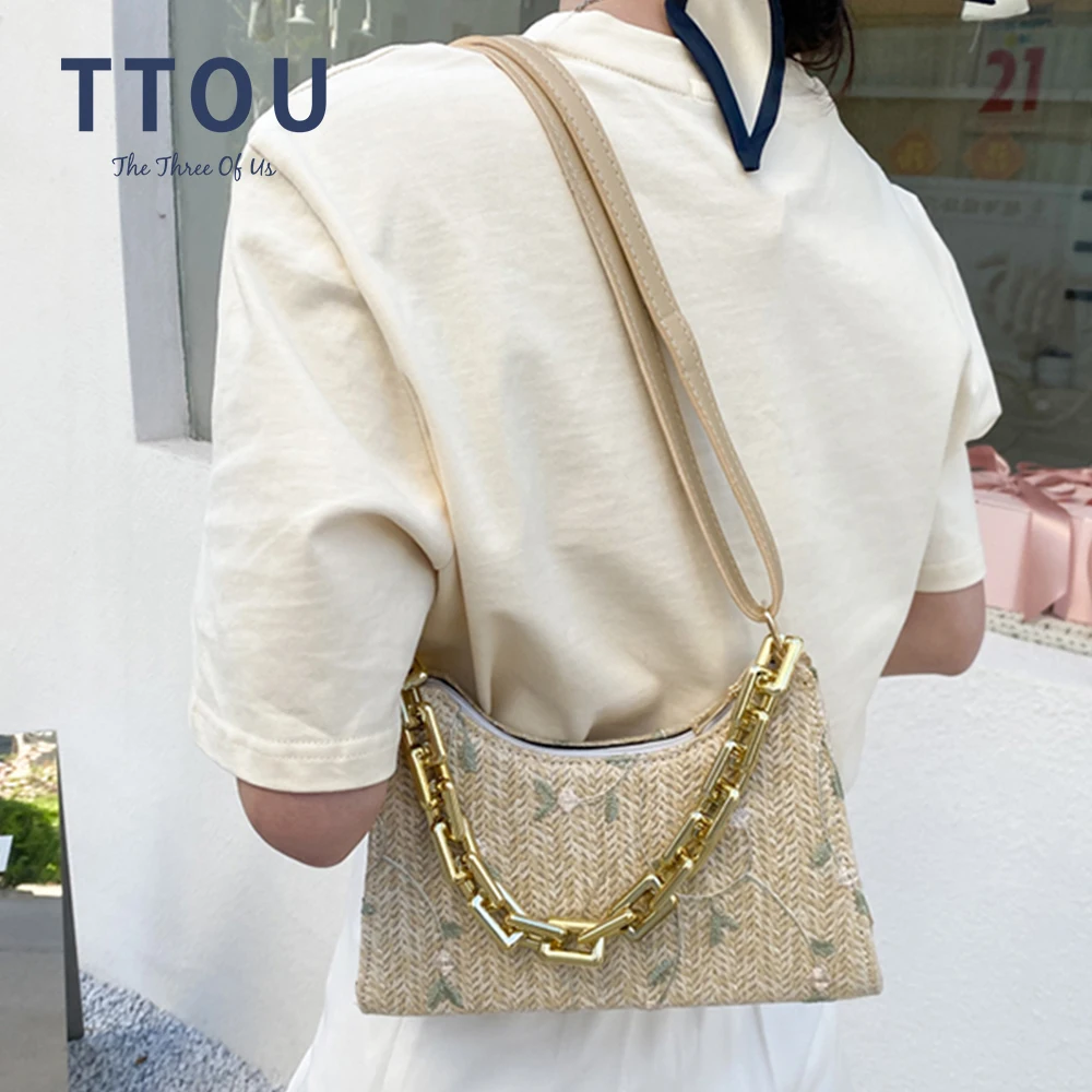 

Женские сумки на цепочке в стиле ретро, летняя пляжная Повседневная сумка на плечо, натуральные дамские маленькие сумочки, кошелек