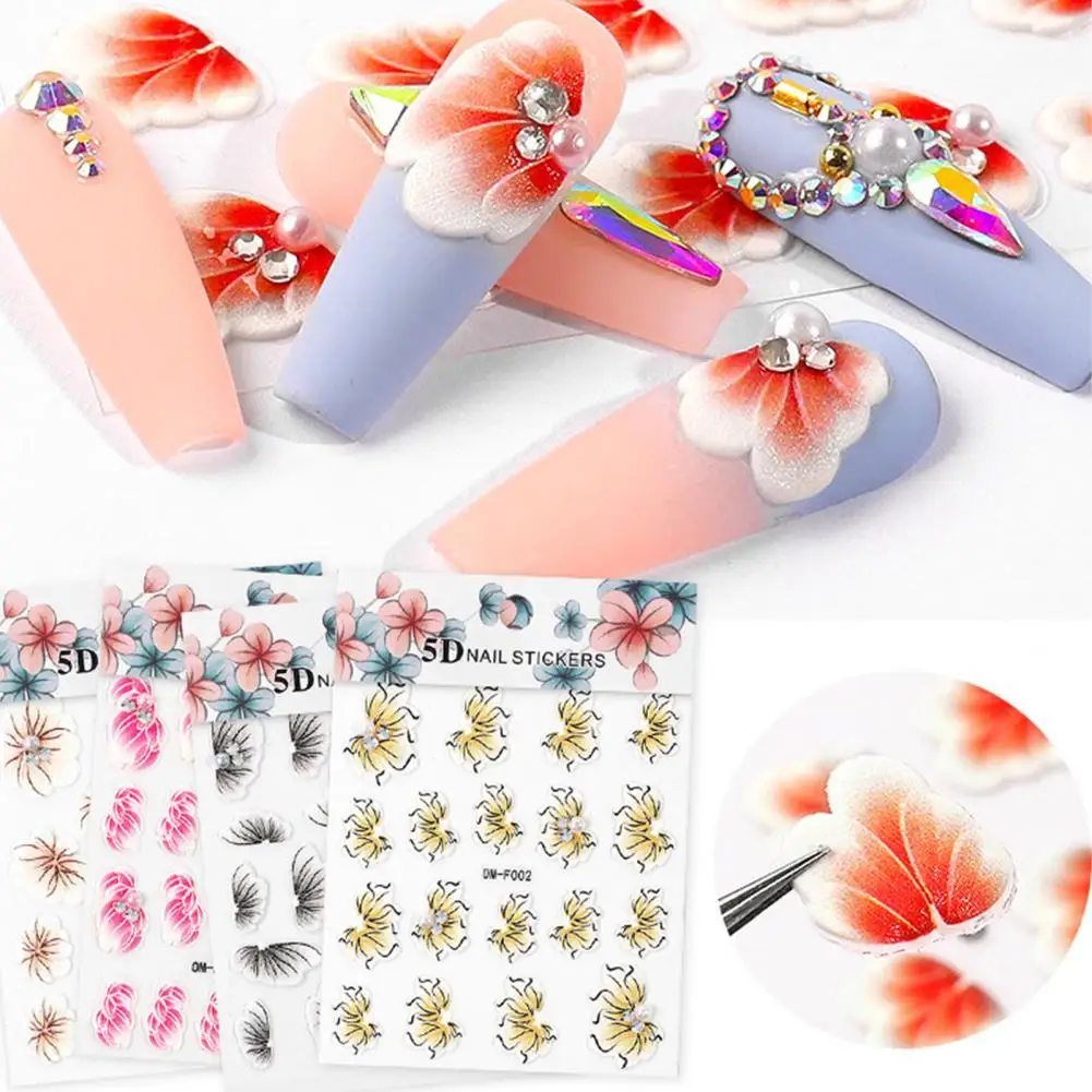 

Nails Decoration Thin Embossed DIY 5D Flower Nail Stickers for Acrylic Nails
