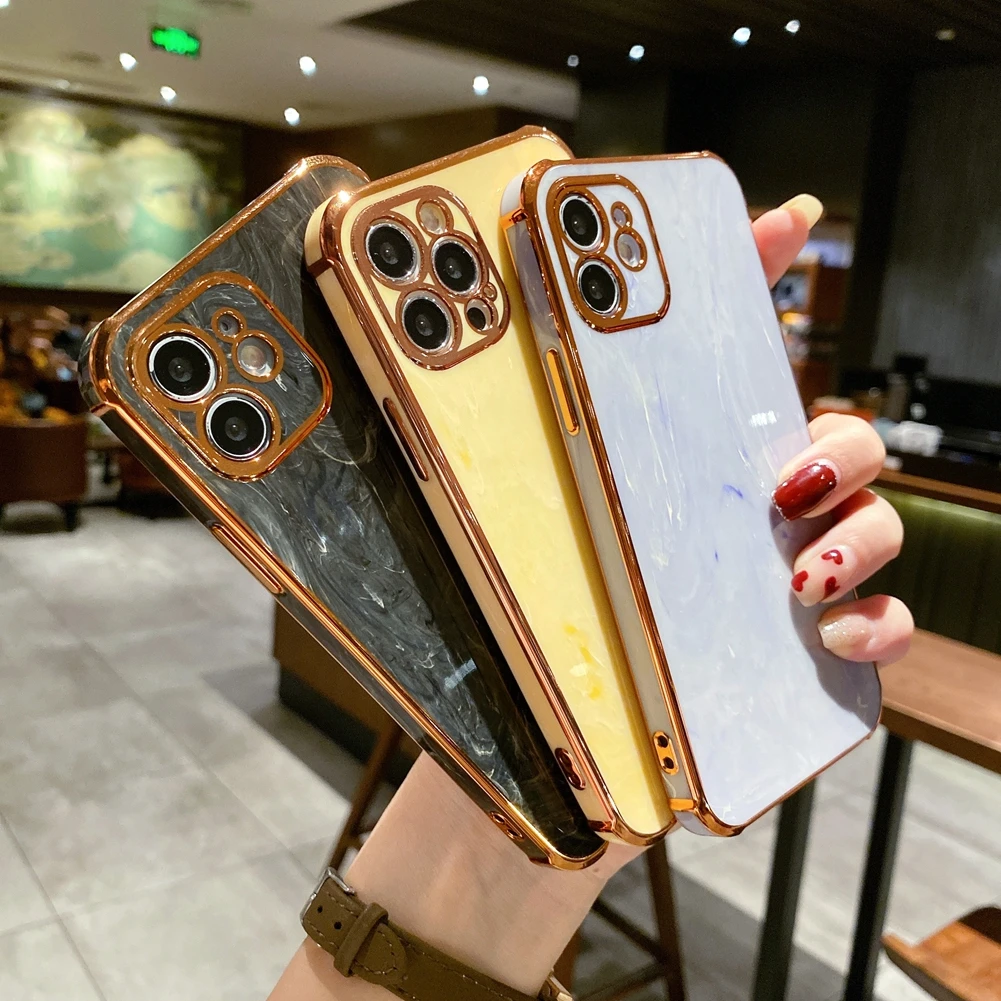 Роскошный позолоченный мраморный чехол для iPhone 13 Pro Max 12 11 Xs X Xr 7 8 Plus