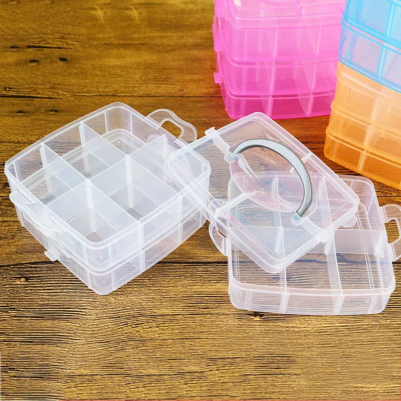 3-слойные отсеки маленькая пластиковая коробка ювелирный бисер контейнер для