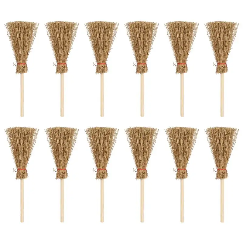 12 шт Мини Веник красная веревка легкий соломы метлы декоративные подвески для