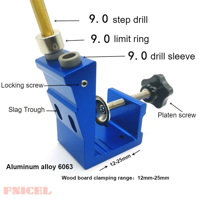 

Woodworking Guide Clamp Locator Set 9mm Oblique Hole Drill Locator Wood Assembled Punchers Hole Punching Fixtures Tools