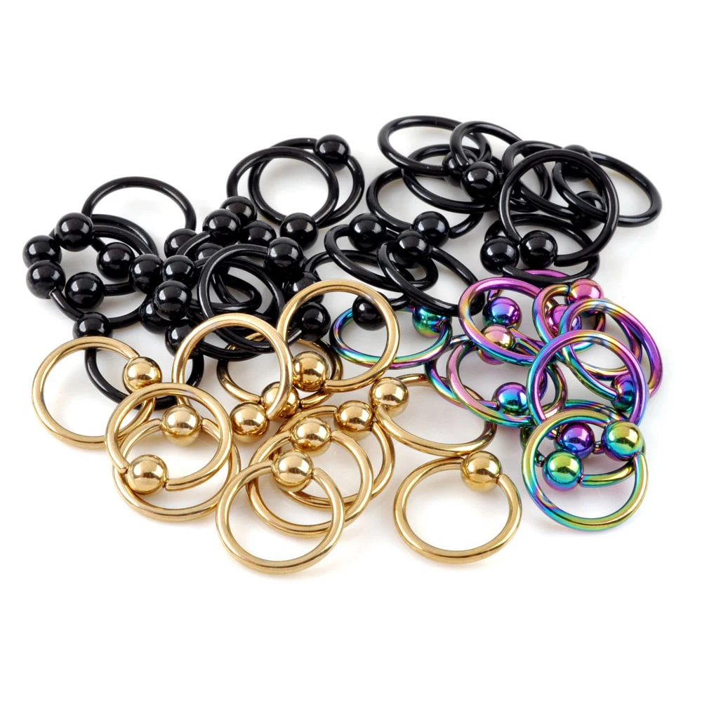 20 шт./лот 316L кольца из нержавеющей стали для пирсинга губ носа ушей пупка Кольца