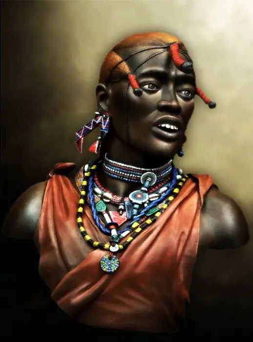 1/10 шкала Неокрашенная смола обхват груди Masai Warrior GK фигура|Наборы для сборки