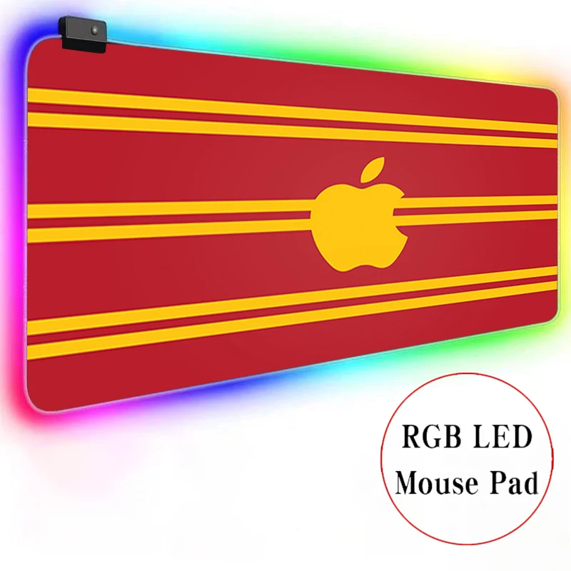 

Apple Logo DIY Gaming Mouse Pad Large Anime Mousepad RGB Computer Mouse Pad Gamer Mause Pad LED Backlit Mat Keyboard Desk Mat