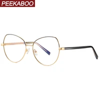 peekaboo blue light blocking cat eye glasses for computer women metal female eyeglasses prescription clear lens eye protection
