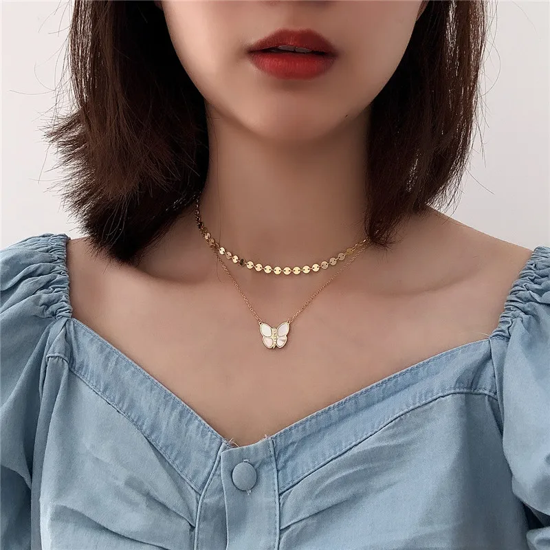 

RUIYI Women Exquisite 18K Gold Round Disk Chokers Female Delicate Short Necklace Simple Design Niche 925 Sterling Silver Chokers