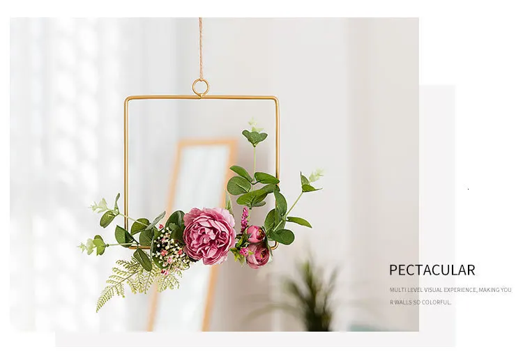 Весна Лето роза Венок дом Forsythia для цветочной передней двери или мантии Свадебный домашний Декор Рождественская гирлянда цветок арка