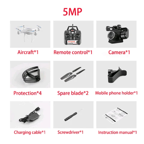 5MP Camera White Радиоуправляемый Дрон ESC камера HD 4K wifi FPV высота удержания Квадрокоптер, Дрон Безголовый режим беспилотник selife пульт дистанционного управления Вертолет Самолет - Цвет: 5MP Camera White