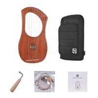 7 string wooden lyre harp metal strings mahogany solid wood string instrument with carry bag