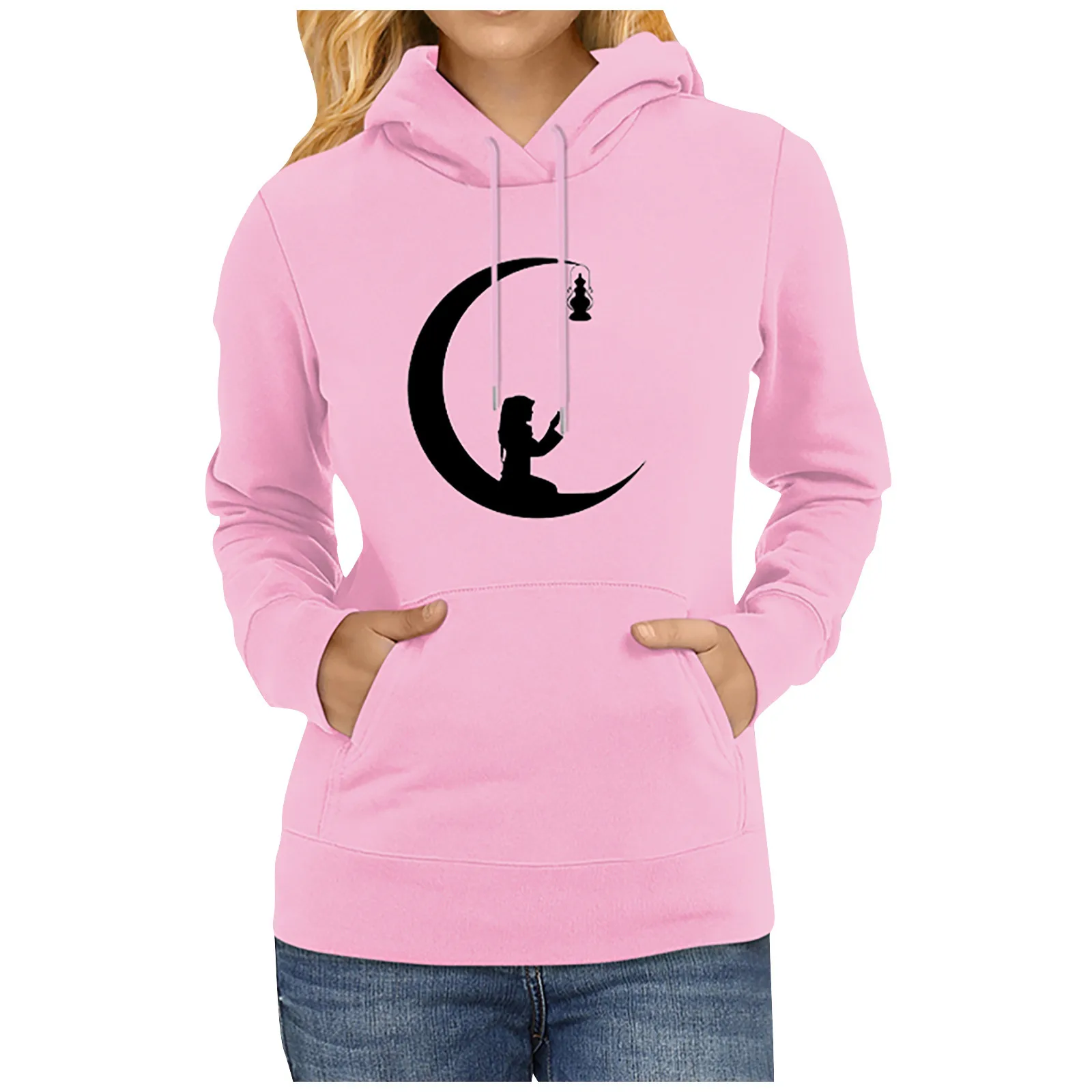 

Plus Size Women Hoodies Fashion Sweatshirt Solid Printing Drawstring Hood Long Sleeves Tops Hoodie sudaderas para Winter Clothes