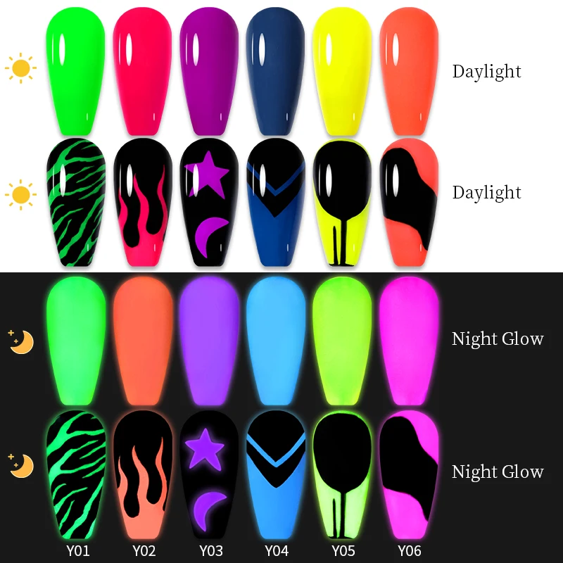 LILYCUTE 5ml Luminous Line Gel Nail Polish Glow In Dark Fluorescent Neon UV LED Semi Permanent Soak Off DIY Painting Varnish | Красота и