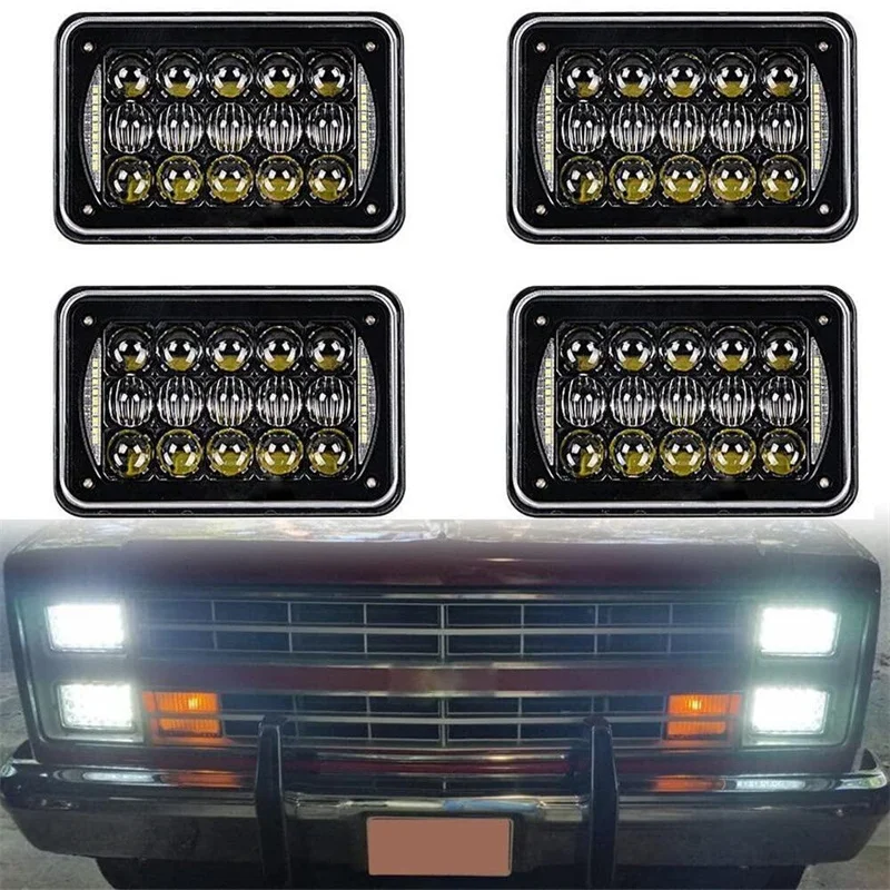 

2pcs Rectangular 4x6 Led Headlights H4656 H4651 H4652 H4666 H6545 Headlight Replacement for Freightliner Peterbilt Kenworth