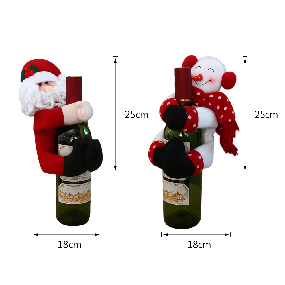 2PCS J Новогодняя Рождественская крышка бутылки вина набор Рождественский Декор Санта Клаус Снеговик для бутылки крышка сумка ужин вечерние рождественские аксессуары - Цвет: 2PCS J