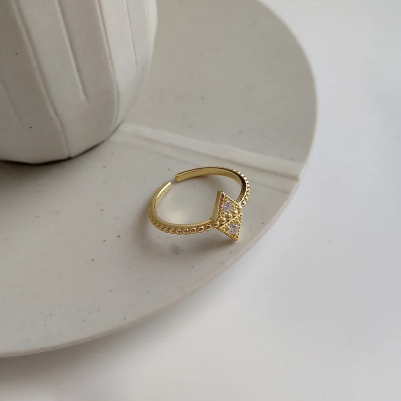 Женское Открытое кольцо ElfoPlataSi из серебра 925 пробы с треугольным и квадратным