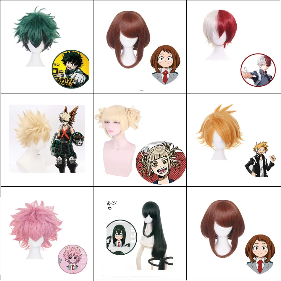 Парик для костюмированной вечеринки для косплея My Hero Academy Boku no Hiro Akademia шото Тодороки Shouto OCHACO URARAKA Midoriya Izuku
