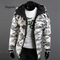 men jacket fashion winter warm coat thicken camouflage print pockets jacket zipper long sleeve coat for mens clothing