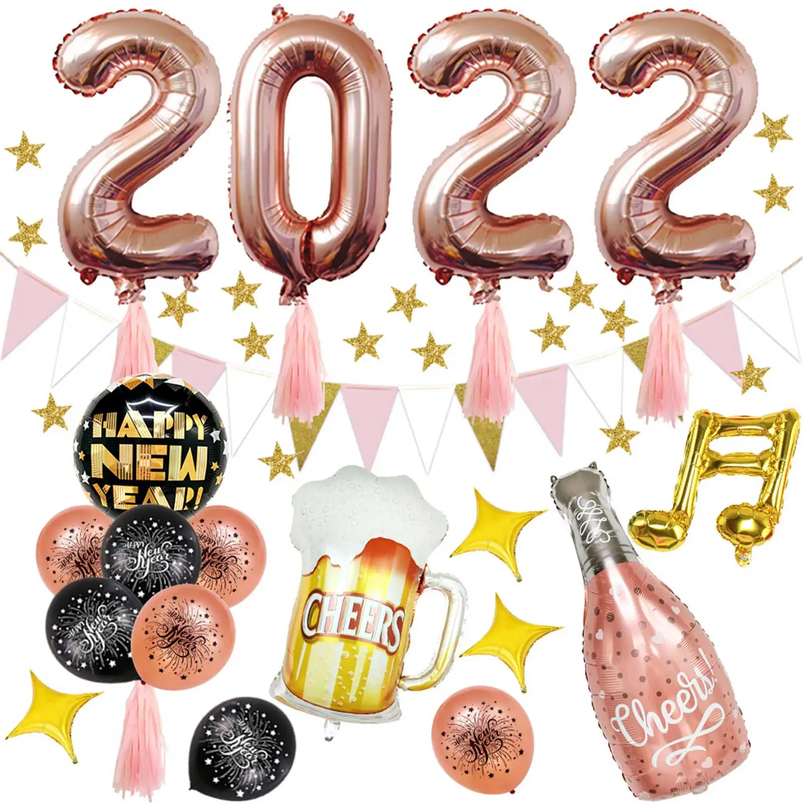 

New Year Number Balloons Bunting Set Party Decoration Christmas Party Figure Balloon Festival Decoration Create Advantage