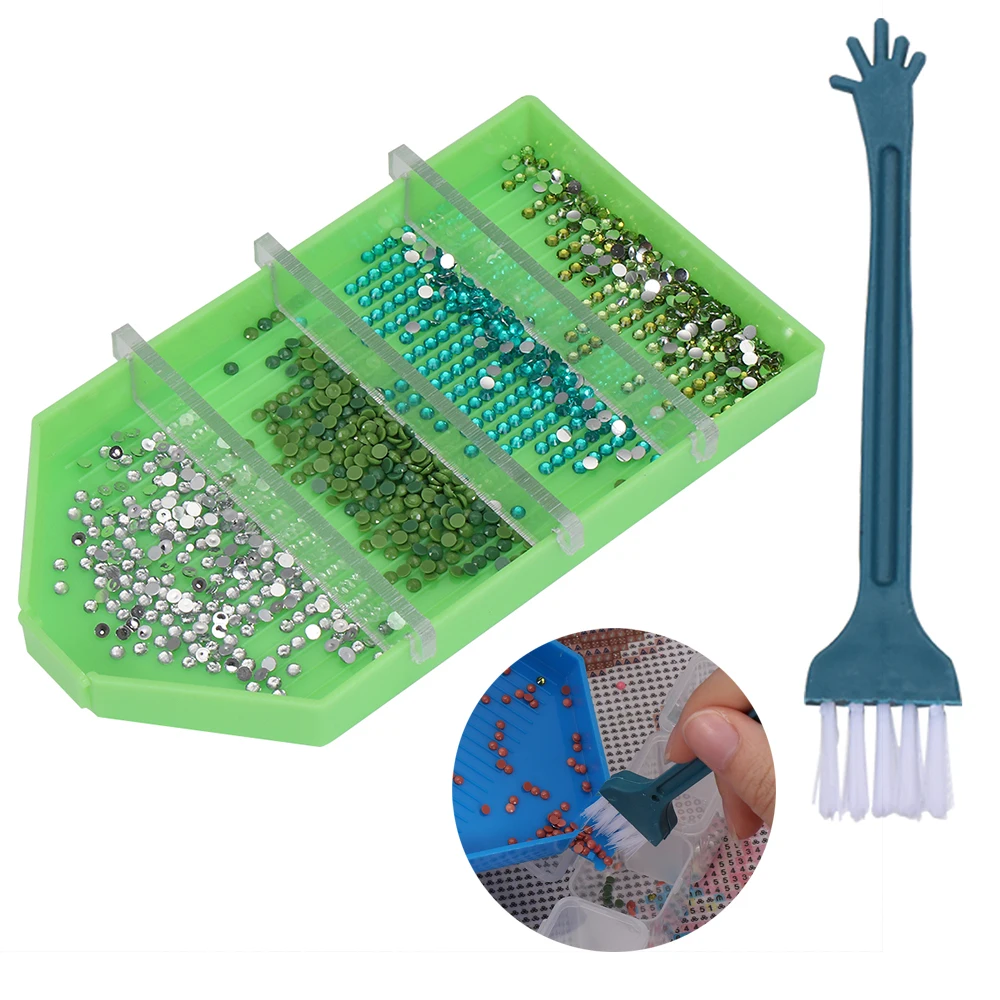 1 Set Large Capacity Big Drill Plate With Cleaning Brush &ampBaffle Plastic Diamond Painting Tray Embroidery Accessorie |