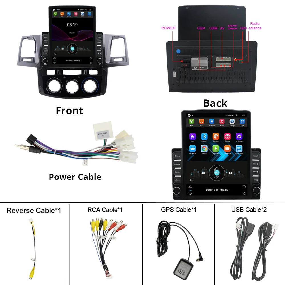 2din android10 0 car radio player for toyota fortuner hilux 2007 2008 2012 2014 2015 multimedia video touch screen bluetooth dvd free global shipping