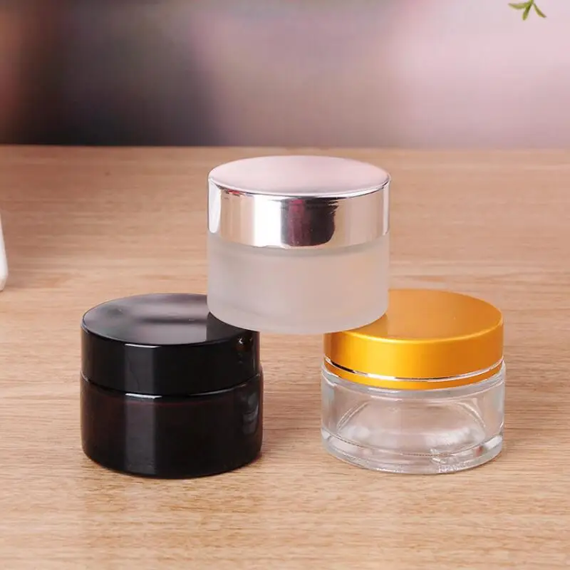 

5g/5ml 10g/10ml Cosmetic Empty Jar Pot Makeup Face Cream Container Bottle with black Silver Gold Lid and Inner Pad LX3087