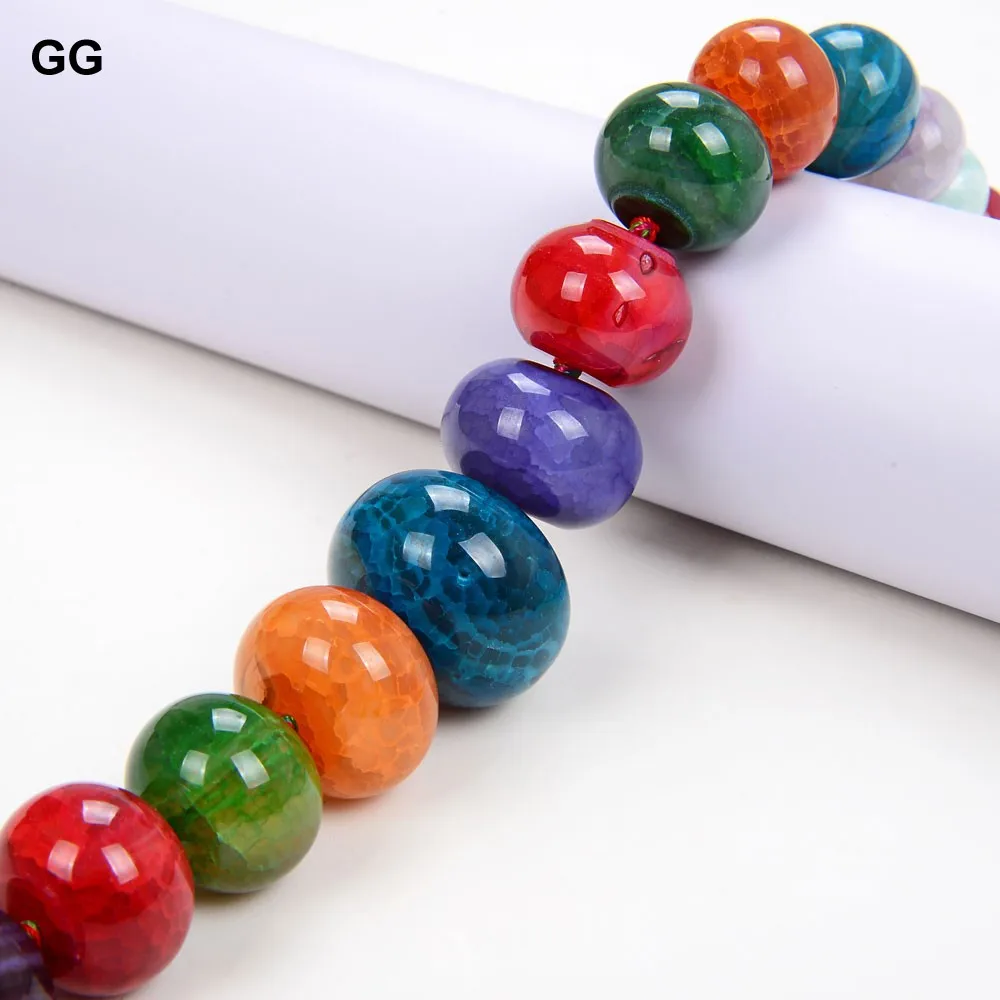GG Jewelry Beautiful 19" Multi Color Rondelle Graduate Colorful Agate Necklace | Украшения и аксессуары