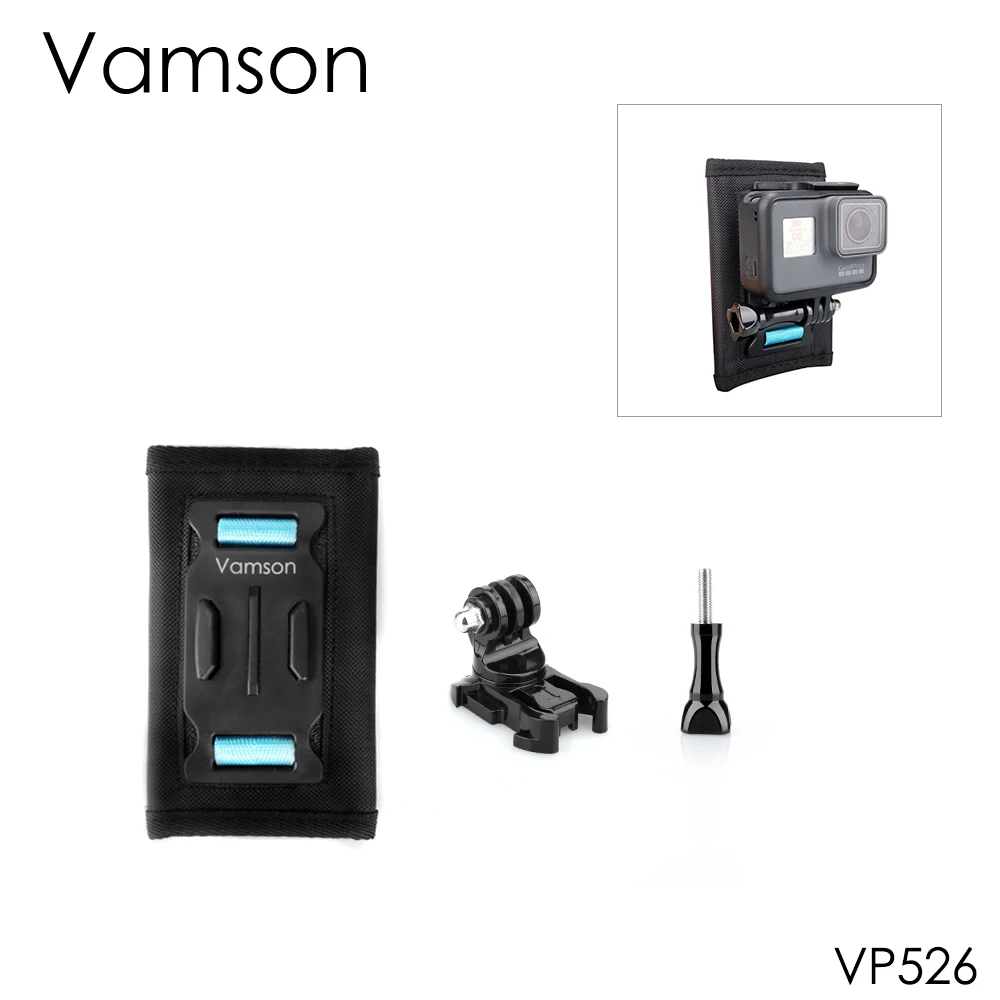 VP526-VP110-LS Для Gopro 7 6 5 session Аксессуары Рюкзак зажим для go pro фиксированный кронштейн база для DJI OSMO для XiaoYi 4K Vamson VP526 - Цвет: VP526-VP110-LS