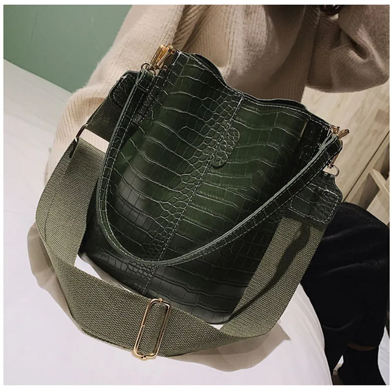 

Vintage leather Stone Pattern Crossbody Bags For Women New Shoulder Bag Fashion Handbags and Purses Zipper Bucket Bags 474685