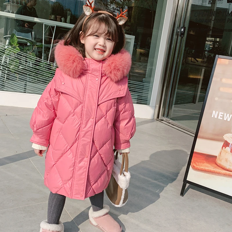 

Kid Girls Coat winter Warm Cotton Coat Overcoat Fur Collar Cotton Padding Thin Baby Girl Outerwear Jacket children Clothes TZ999