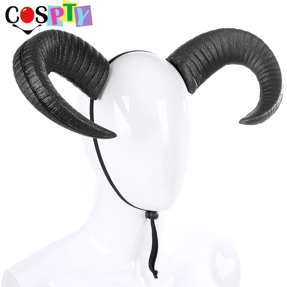 Cospty Demon Evil Косплей головной убор чистый черный бык рога готический Хэллоуин Реквизит повязка на голову: Рог повязка на голову